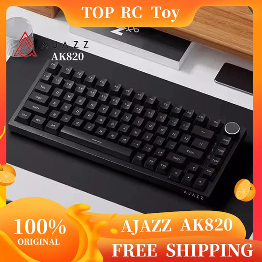 Ajazz Ak820 Pro Fessional Mechanical Keyboard Tft Screen Multifunctional Knob Game Keyboard 3 Mode Hot Plug Rgb Pad Office Gift