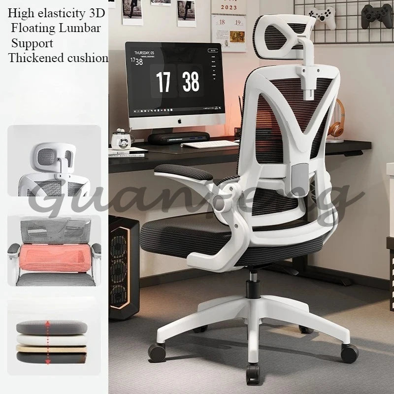 Ergonomic Gaming Chair with 3D Lumbar Support, Breathable Mesh Office Chair, Adjustable Swivel Racing Chair with Armrests for Home & Work