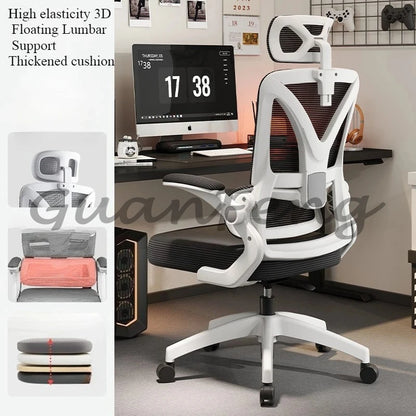 Ergonomic Gaming Chair with 3D Lumbar Support, Breathable Mesh Office Chair, Adjustable Swivel Racing Chair with Armrests for Home & Work