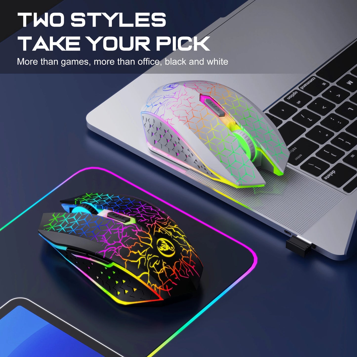New Arrival Ergonomic 3D Dual Mode RGB Backlit Gaming Mouse 6-Button Rechargeable 500mAh Wireless Mouse Optical Tablet Game