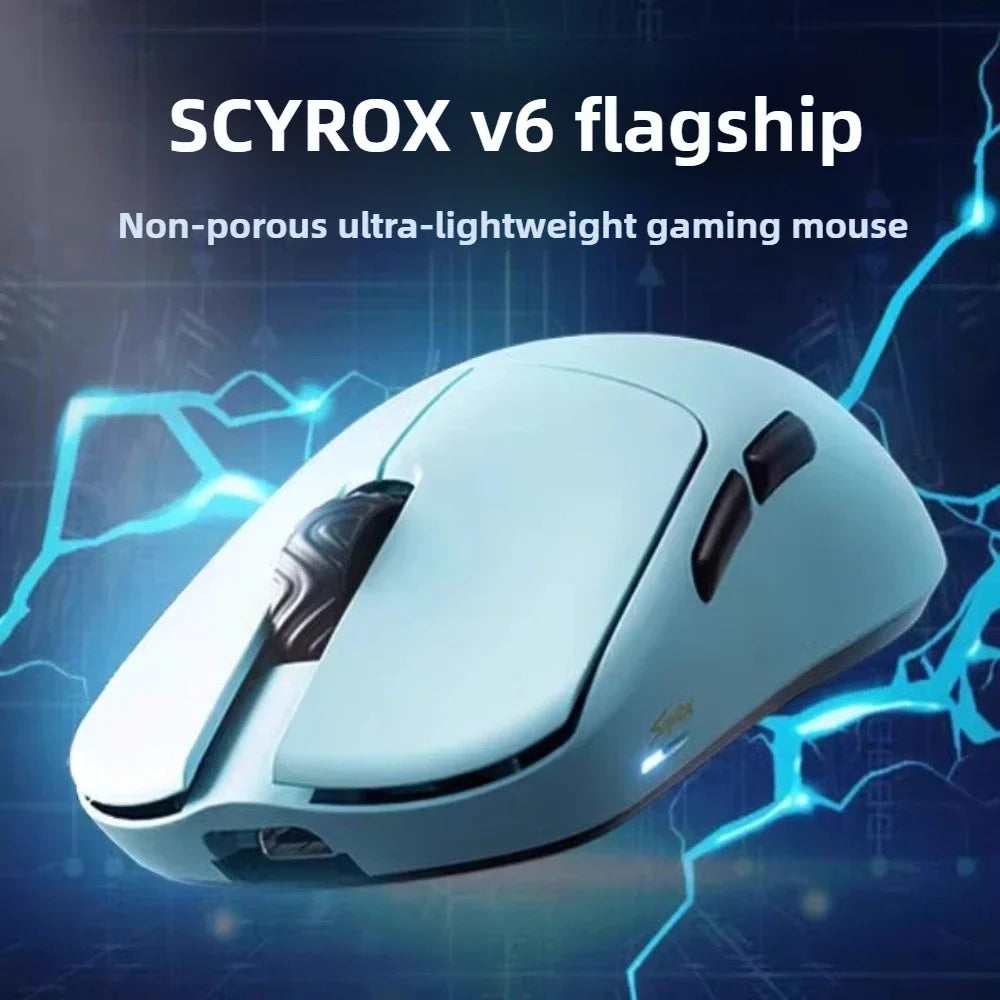 SCYROX V6 ikke-porøs trådløs esports-mus 40g 750IPS med 8k-modtager, hurtig respons, PixArt 3950, høj kvalitet, 8KHz webdriver