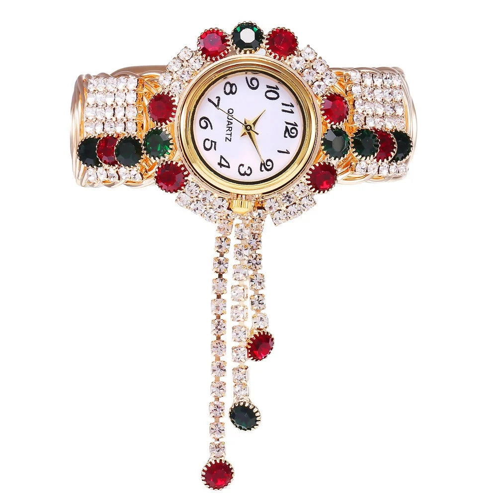 5PCS Luxury Rhinestone Women Watches Jewelry Set Fashion Adjustable Bangle Ladies Quartz Wristwatch Reloj Mujer（Without Box）