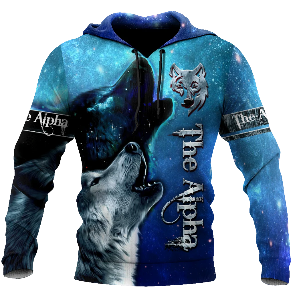 Felpa con cappuccio e felpa da uomo unisex casual autunnale New Wolf Tattoo Vegvisir nero bianco 3D con stampa integrale