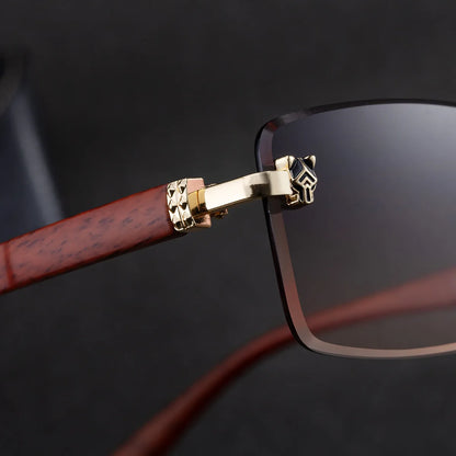2026 Wooden Rimless Sunglasses Women Trendy Retro UV400 Protection Square Sunglass Men Brand Design Fashion Glasses Dropshipping