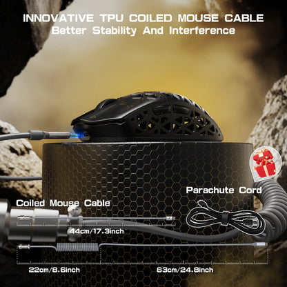 ATTACK SHARK R5Ultra Carbon Fiber Ασύρματο Gaming Mouse 8K PAW3950MAX με Σπειροειδές Καλώδιο 8K