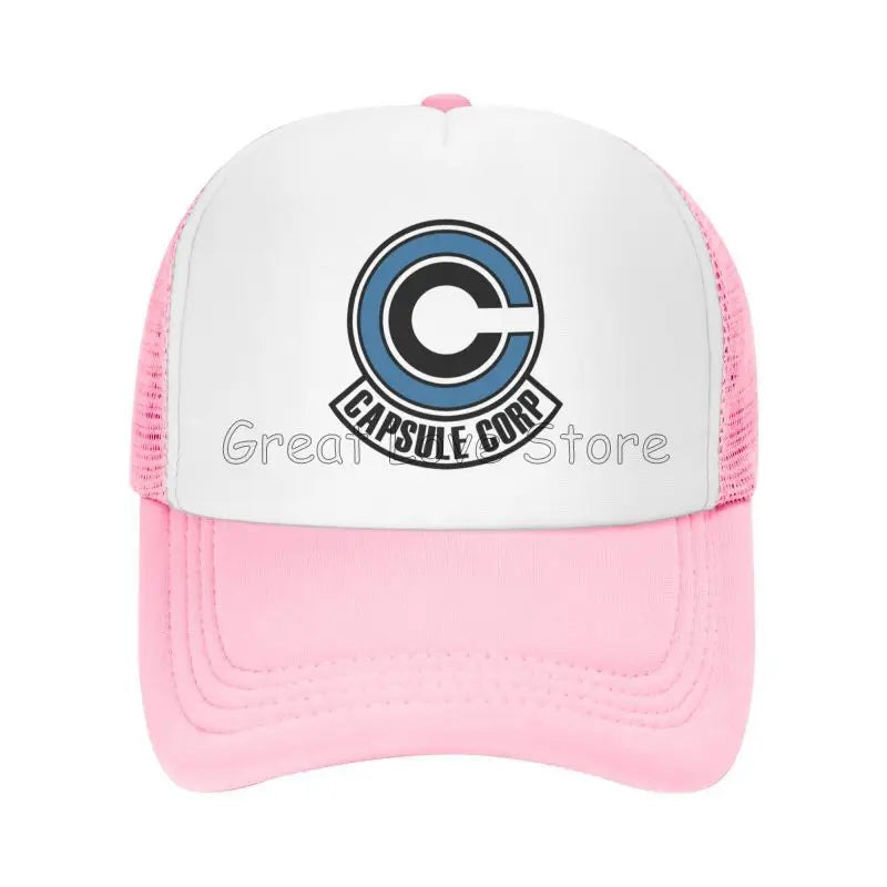Capsule Corp Mesh Baseball Caps Unisex Hip-Hop Trucker Hat Anime DBZ Dad Hat Adjustable Racing Cap Summer Trucker Snapback Hats