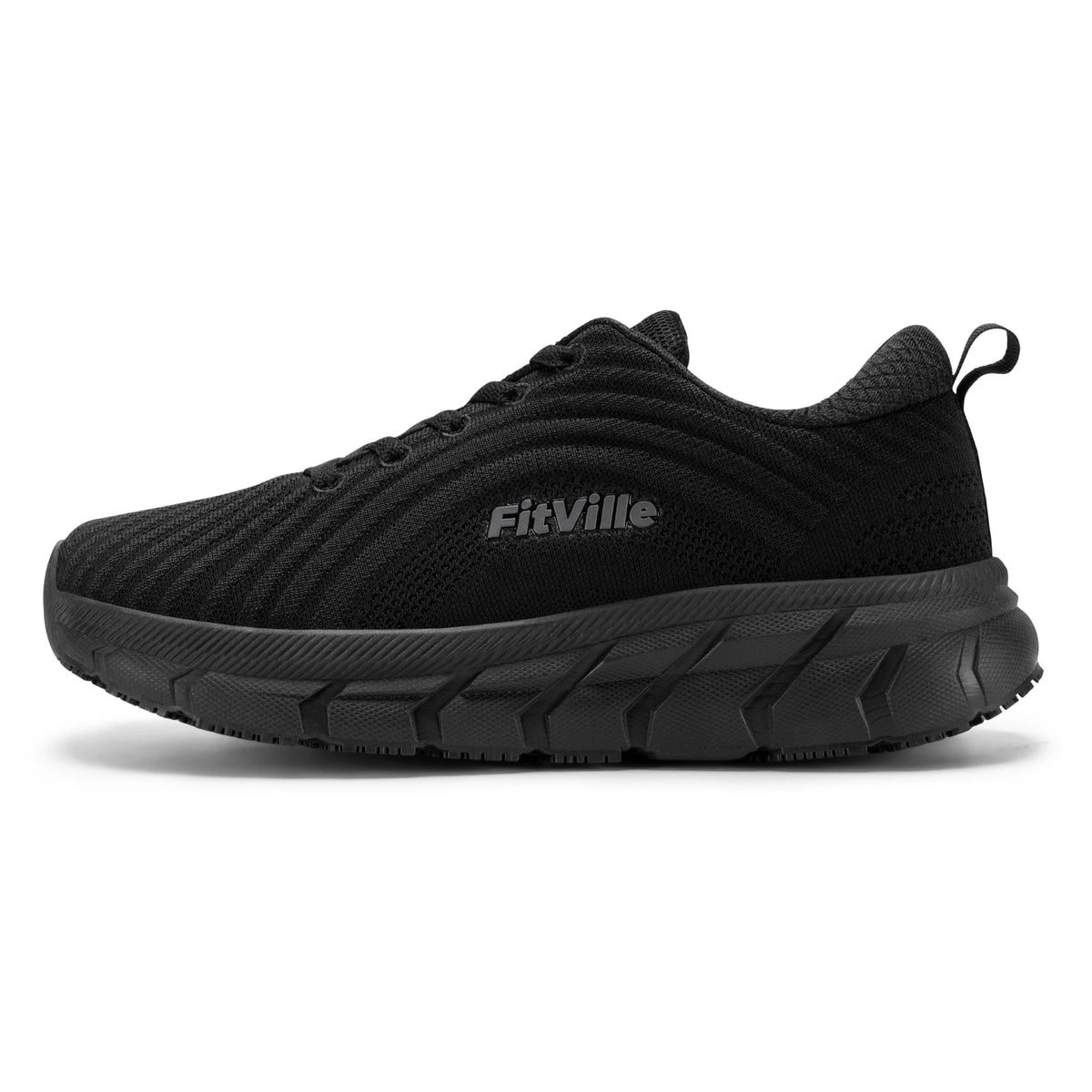 FitVille skor med bred tåbox för män, väl vadderade, extra breda, halkfria, breda, lätta och andningsbara löparskor