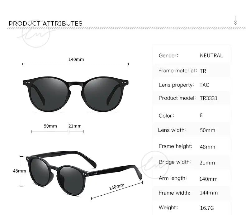 LM Retro kulaté sluneční brýle pro ženy a muže, ultralehké, TR90, polarizované, unisex, brýle na řízení, vintage sluneční brýle, UV400, Gafas De Sol