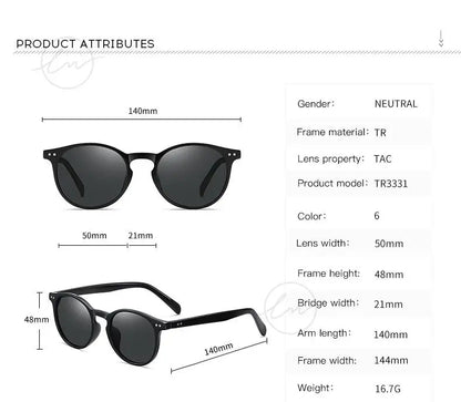 LM Retro kulaté sluneční brýle pro ženy a muže, ultralehké, TR90, polarizované, unisex, brýle na řízení, vintage sluneční brýle, UV400, Gafas De Sol