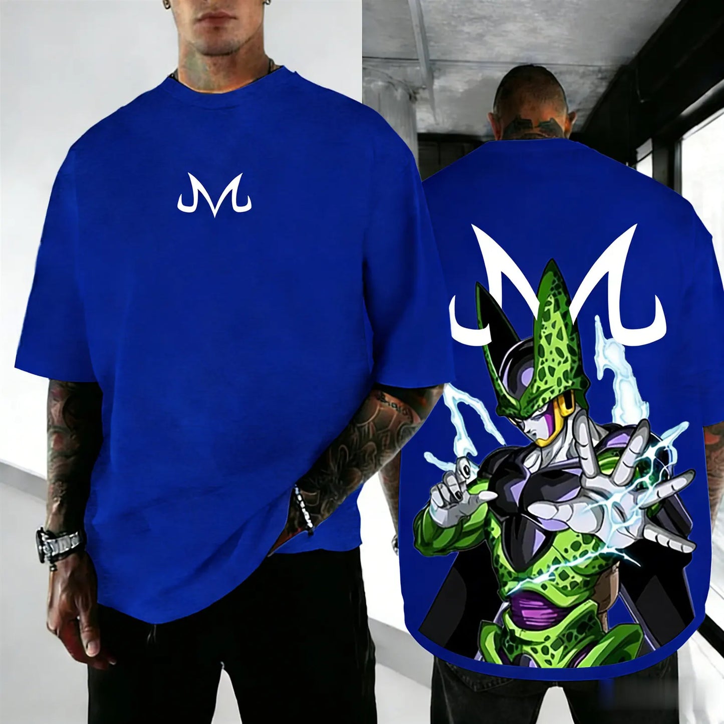 Dragon Ball Cell Anime Peripheral Short Sleeve T-Shirt Retro Loose Street Style 2026 Summer Men's Y2k Top Family Parent-Child