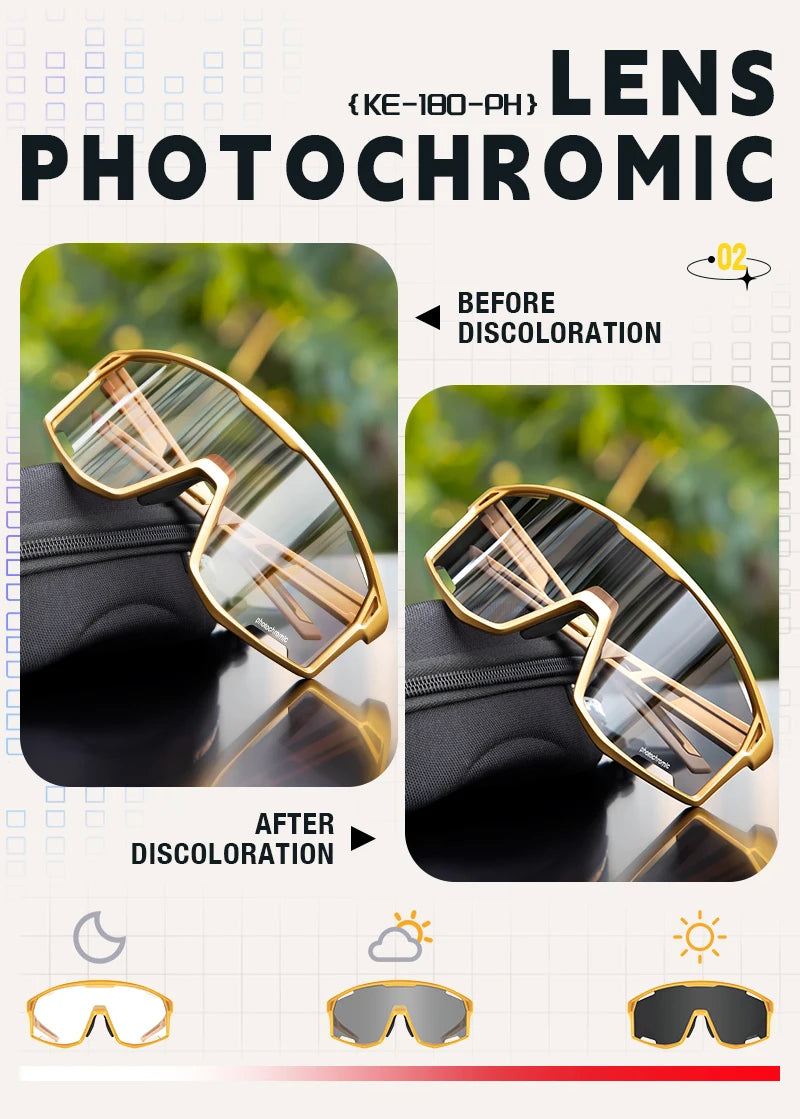 KAPVOE Pánské a dámské brýle na silniční kolo UV400, brýle pro horské sporty, outdoorové fotochromatické cyklistické sluneční brýle, brýle na kolo
