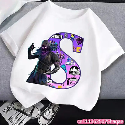 New Fortnites Kids T-shirts Cartoon Letter Graphic T-shirts Boys Girls Summer Casual Sports Short Sleeves Tops Children Clothing