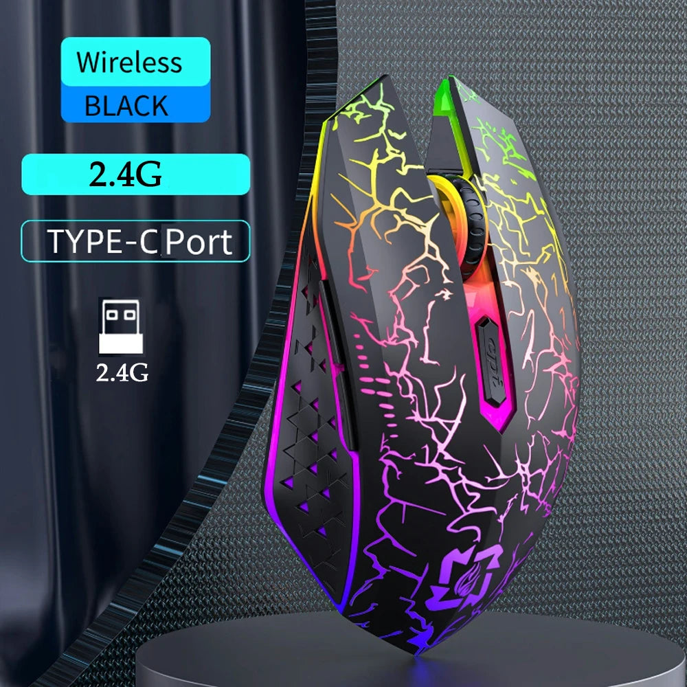 RGB Gaming Mouse 2.4G Wireless Mouse Bluetooth Mouse 1600DPI 6 Mute Buttons Mice Ergonomic Dual-Mode Office Mice For MacBook PC