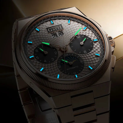 BONEST GATTI 2026 New Men's Automatic Watch 316L Stainless Steel Luminous Date Week Month 24H Display Business Mechanical Watch