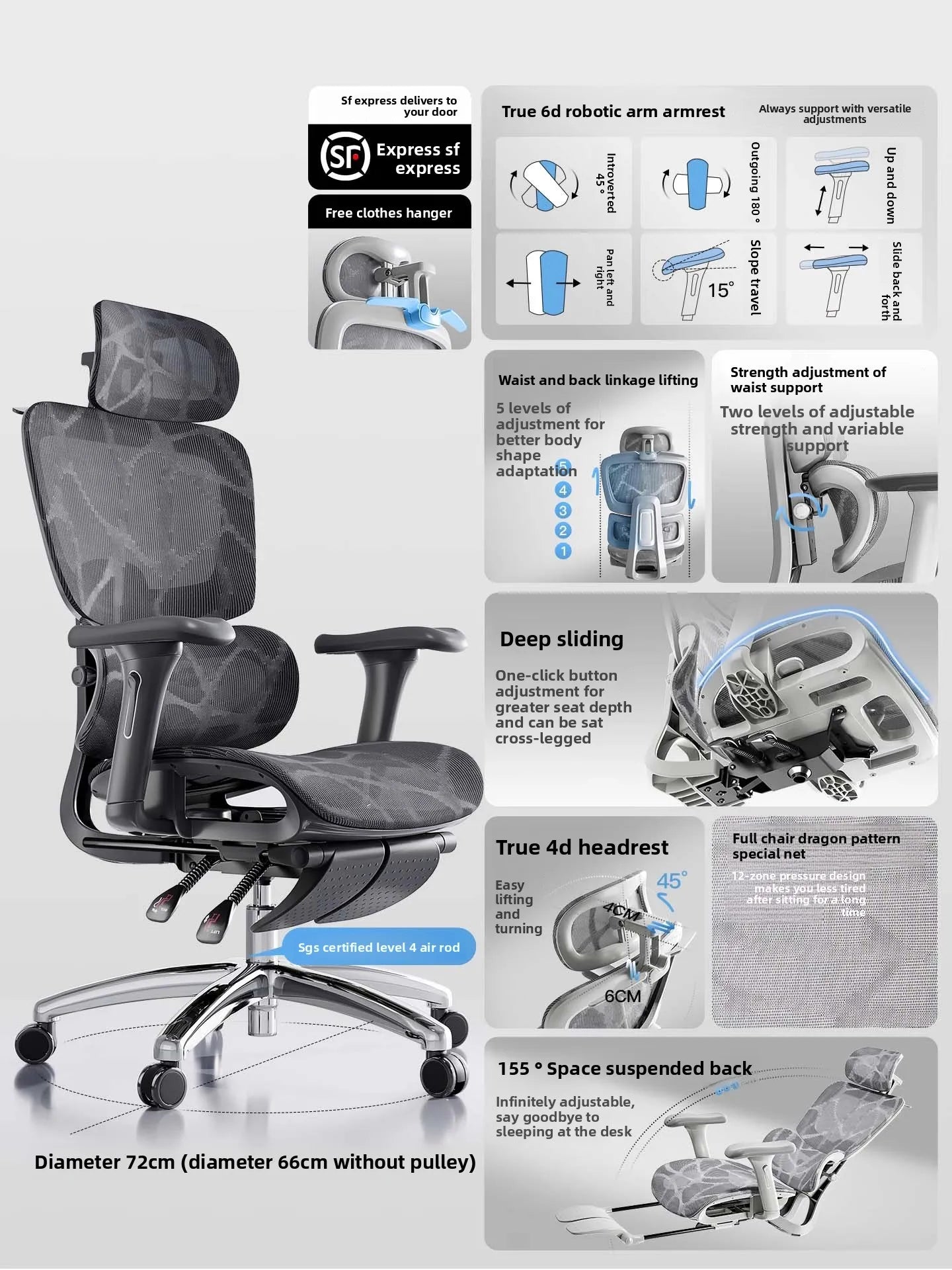 Ergonomic Office Chair with Lumbar Support, Adjustable Height Gaming Chair, Comfortable Computer Chair with Swivel Recliner Design for Home & Office