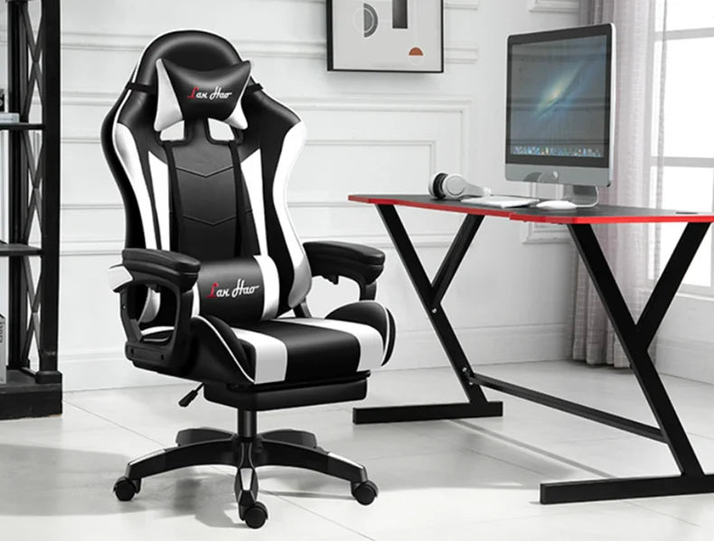 Ergonomic Gaming Chair for Home Office, Comfortable Esports Gamer Chair with Adjustable Armrests, Swivel Computer Desk Chair with Wheels