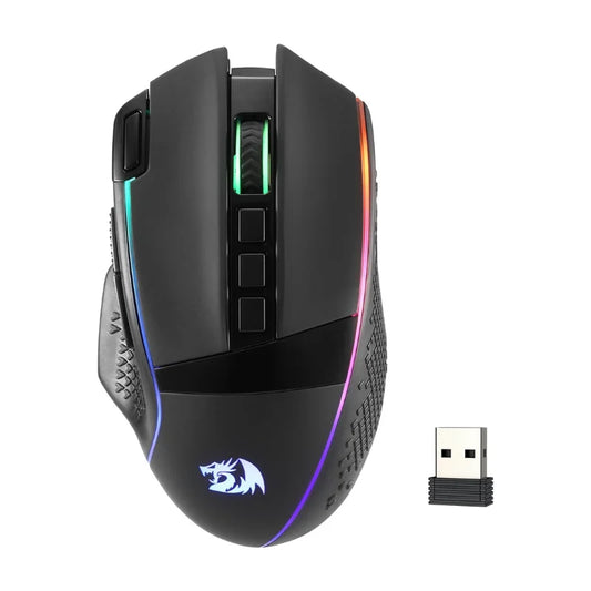 Ratón gaming inalámbrico Redragon M991, 26000 DPI, 3 modos, 9 botones macro, retroiluminación RGB, negro
