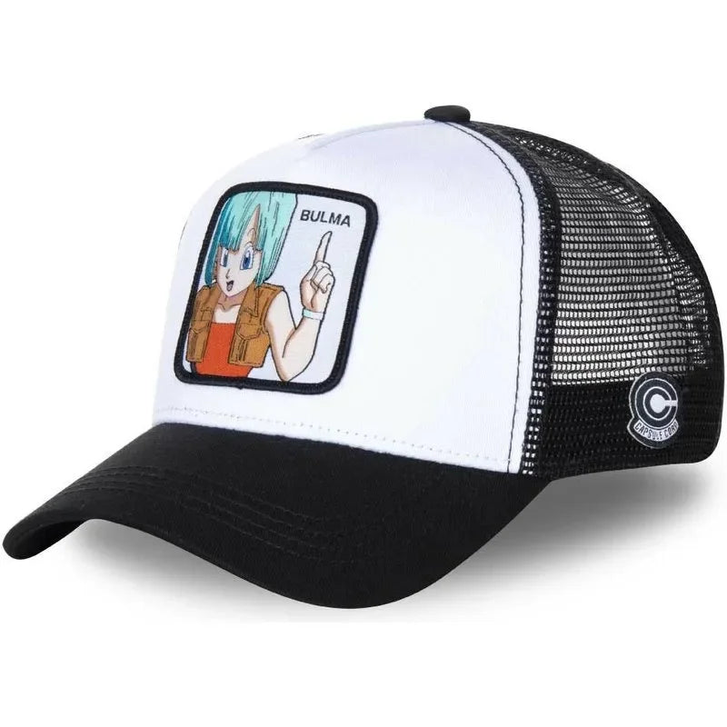 Dragon Ball Buu Goku-Kappe, Sommer-Reisekappe mit Schirm, Herren-Kappe mit Stickerei, im Hip-Hop-Stil, Sonnenvisier, verstellbare Trucker-Netzkappe