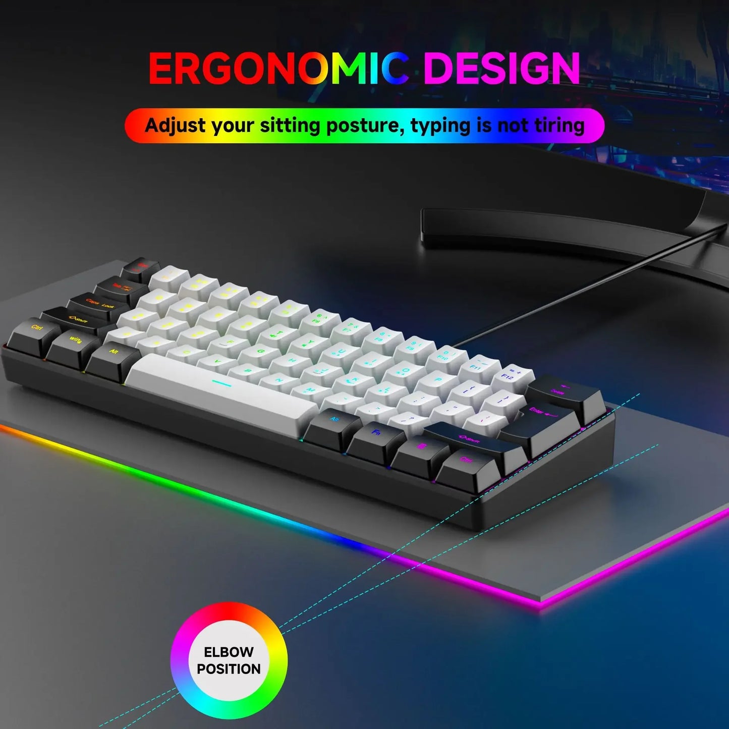 2026 New Best-Selling Portable Wired Mini-Mechanical Keyboard K61 Mini-Keyboard, Suitable For Playing Games, Compact And Conveni