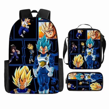 Dragon Ball 3Pcs/Set Backpacks Goku Vegeta Cartoon Print Lunch Bag Pencil Bags Student Casual School Bags Return To School Gift