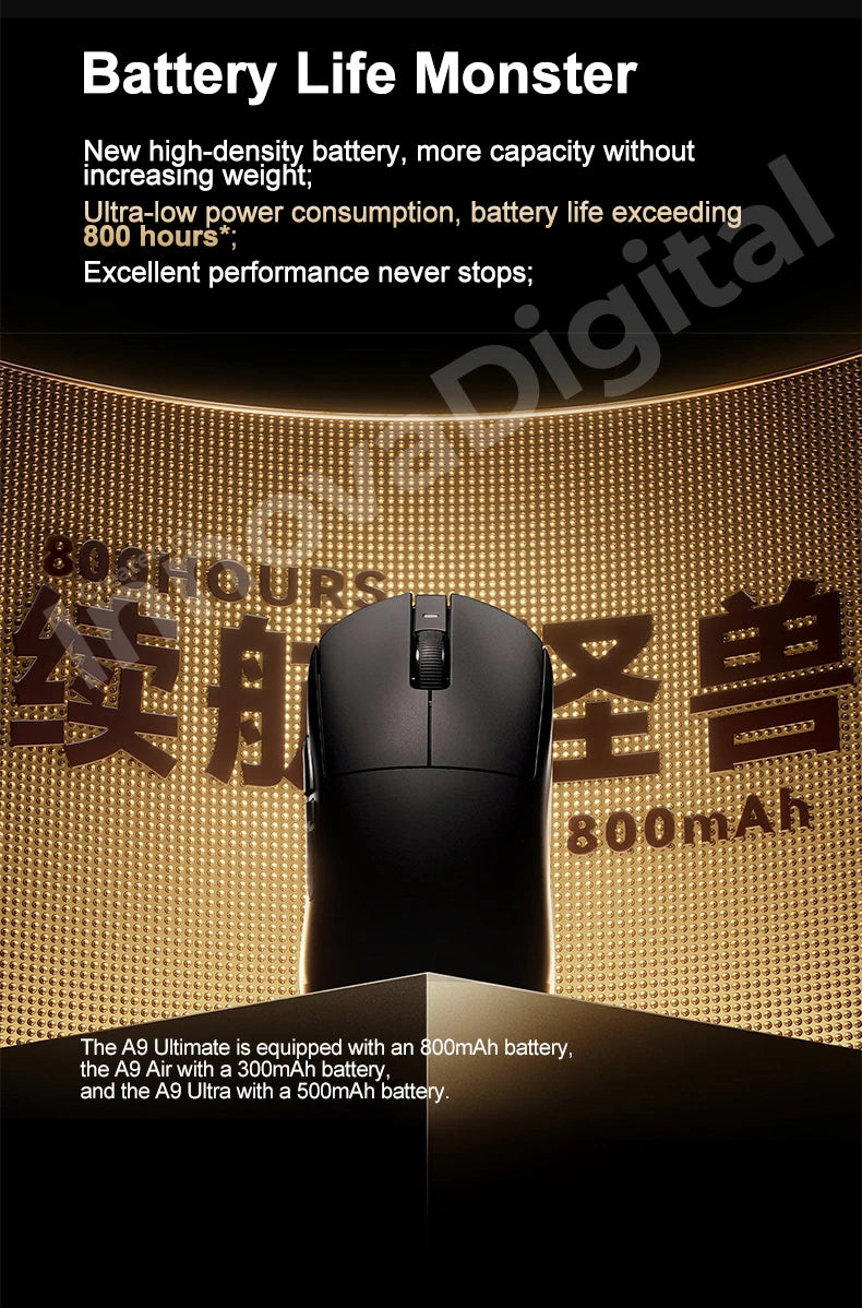 Mouse de gaming wireless ATK Dragonfly A9 Ultimate A9 Air PAW3950, ultra-ușor, ergonomic, pentru e-sports gamer FPS CSGO A9 Ultra