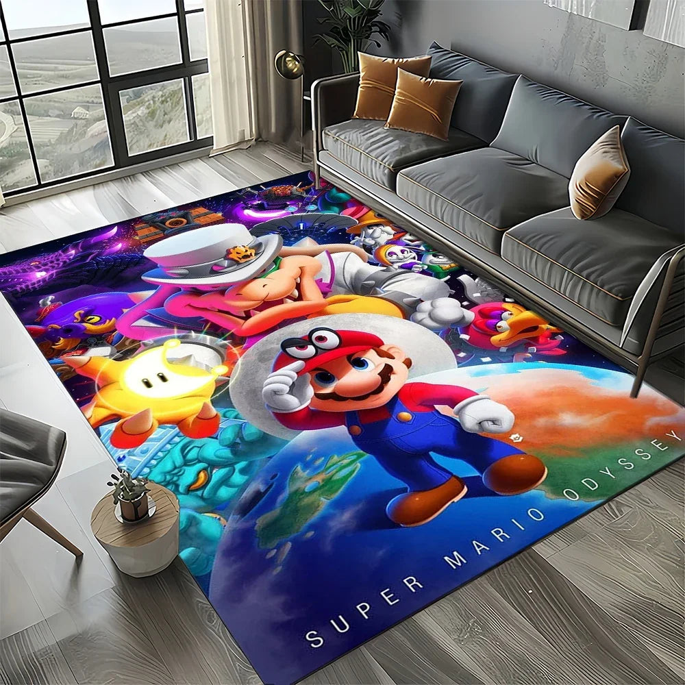 Retro koberec s motivem Mario, koberec do obývacího pokoje, ložnice, na pohovku, rohožka, dekorace, podlahová podložka pro děti