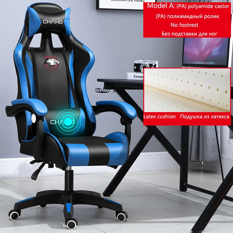Ergonomic PU Leather Gaming Chair with Adjustable Height, Reclining Computer Chair, Swivel Office Chair for Home Office, Gaming & Study