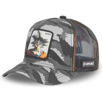 Dragon Ball Son Goku-Kappe, Sommer-Reisekappe mit Schirm, Herren-Kappe mit Stickerei, im Hip-Hop-Stil, Sonnenvisier, verstellbare Trucker-Kappe aus Netzstoff