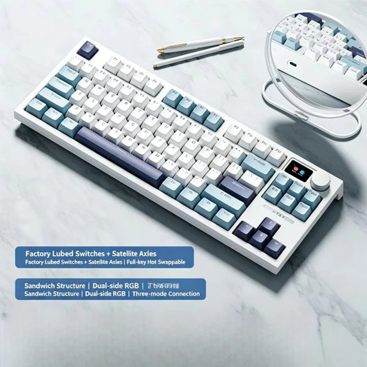 The New Hot-Selling EPOMAKER x AULA F75 75% ANSI Hot-Swappable Washer Bluetooth 5.0/2.4G Wireless/wired Mechanical Keyboard PBT