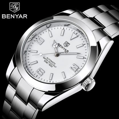 BENYAR 2025 Neue automatische mechanische Herrenuhr, Business-Sport-Luxus-Herrenuhr, 50M wasserdichte Uhr, Relogios Masculino