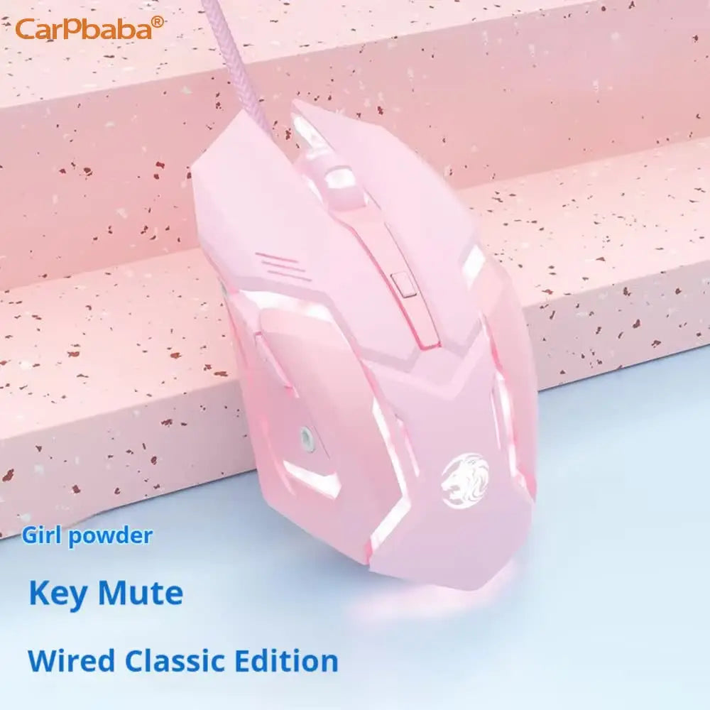 Carpbaba G3 Wired Game Mouse Mute Pink Mechanical E-sports Girl Lovely Art Portable Office Household for MacBook Laptop PC Gamer