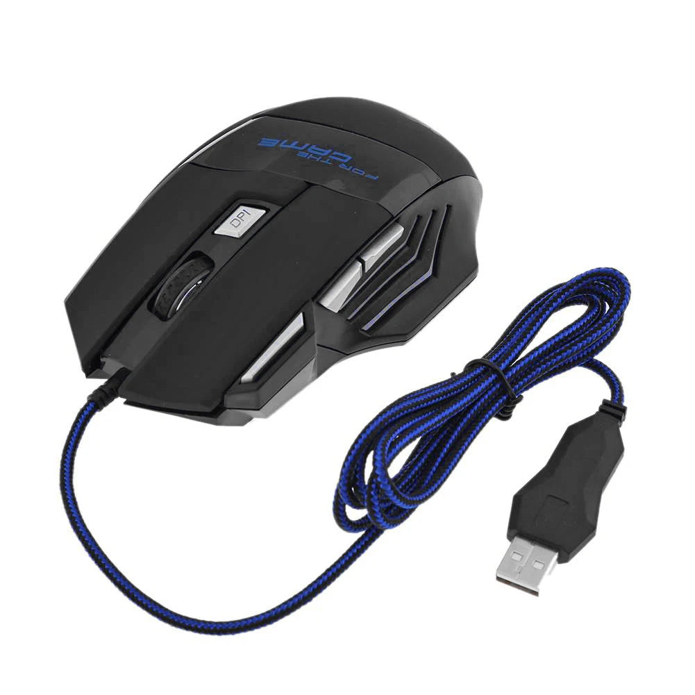Rato Gaming com Fio, Retroiluminação de 7 Cores, 5500 DPI Ajustáveis, Preto, Rato Ótico com Fio para PC Gamer e Computador de Secretária