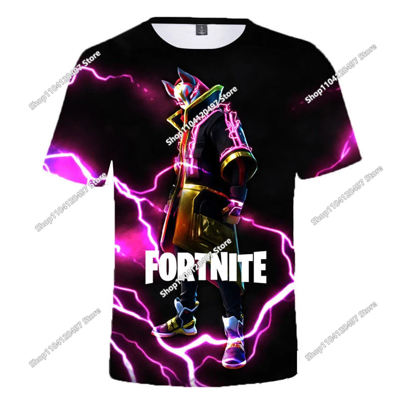 Fortnite Adult Children's Clothing 3D Digital Printing Loose Large Size Short-sleeved T-shirt Kids Summer Tee Tops