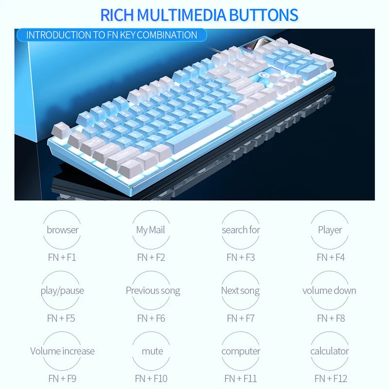 YINDIAO K500 Wired Gaming Keyboard for Laptop Desktops PC Computer Office Accessories Low Profile Gamer Keyboards with Numpad