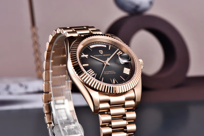 PAGANI DESIGN 2026 New Rose Gold Blue DD40 Luxury Automatic Watch Men Mechanical Wristwatch Mens Sapphire glass Waterproof Watch