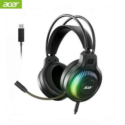 Acer casque de jeu avec micro 7.1 stéréo virtuel Surround lumière LED basse écouteurs casques Gamer pour ordinateur PC Gamer OHW303