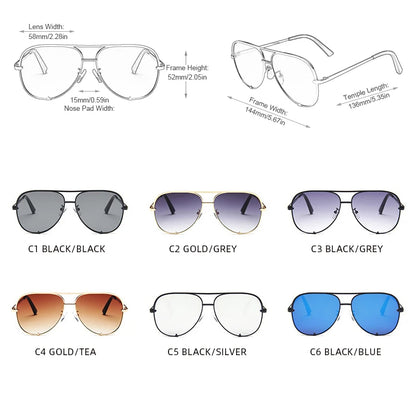 Classic Metal Aviation Sunglasses Women Fashion Alloy Pilot Sun Glasses Men Gradient Black Driving Shades Ladies UV400