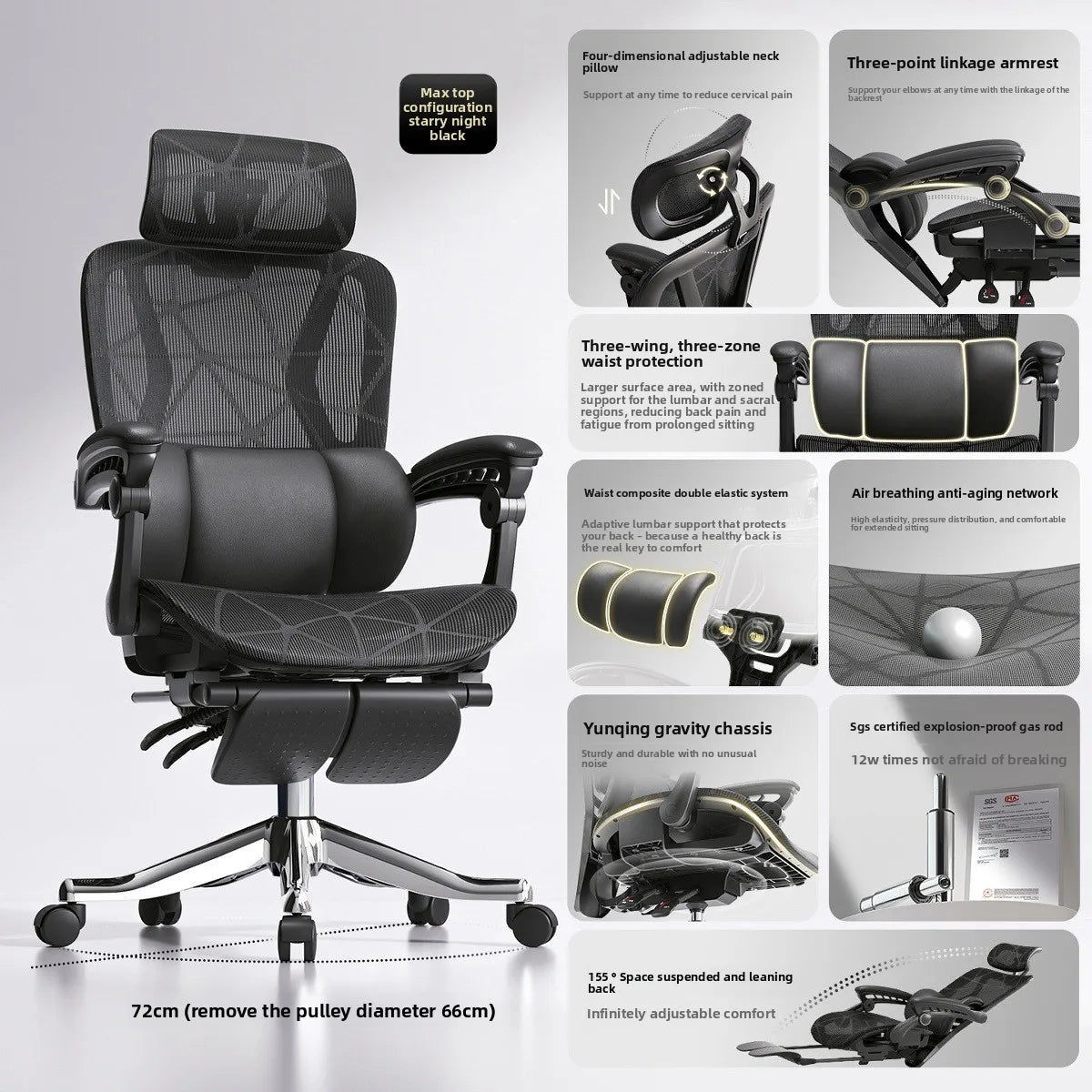 UVR Gaming Computer Chair Ergonomic Office Chair with Reclining Backrest, Adjustable Height, Comfortable Mesh Executive Swivel Chair for Home & Work