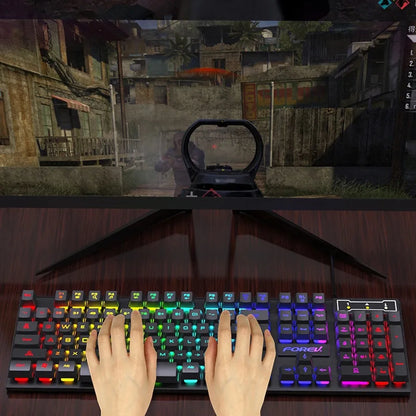 Kebidumei 104 key Backlit Mechanical Keyboard Wired Gaming Keyboard Luminous keyboard And Mouse Set for Gamer PC Laptop Office