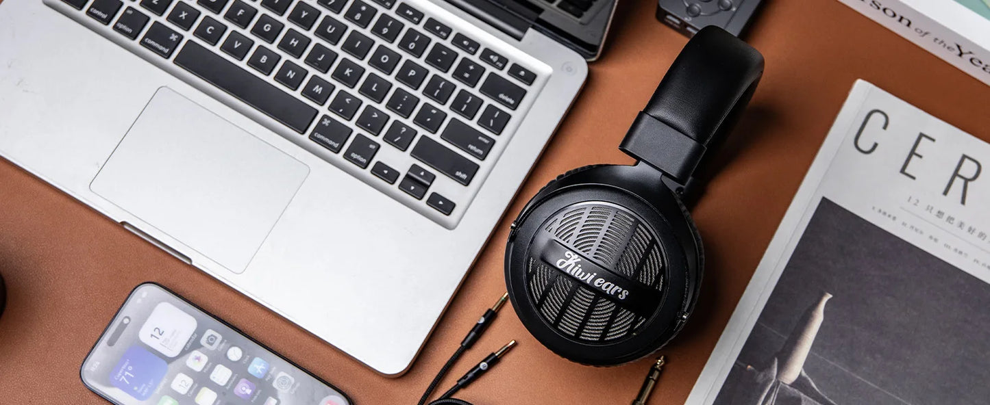Auscultadores Linsoul Kiwi Ears Ellipse de nível de estúdio, abertos, com driver dinâmico e cabo destacável, headset Hi-Fi circum-aural com fios e graves potentes