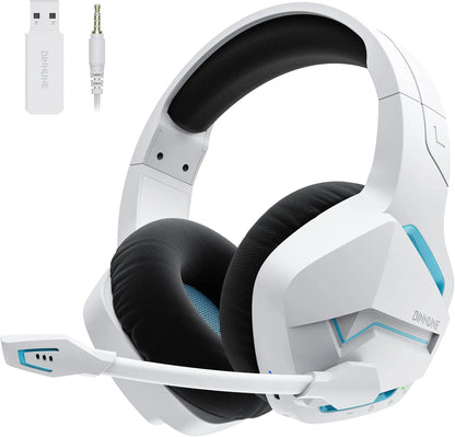 Casque de jeu sans fil double BINNUNE avec micro pour PC PS4 PS5, casque de jeu Bluetooth pour ordinateur portable, écouteurs de jeu