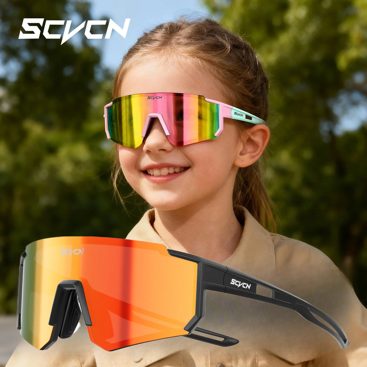 SCVCN Dívčí sportovní sluneční brýle Dětské cyklistické brýle Fotochromatické UV400 Chlapecké baseballové brýle Outdoorové brýle Sluneční brýle na běh a turistiku