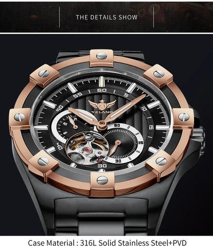 Yelang V1024 Men Brand Watches 44mm Japan miyota 82S7 Automatic Mechanical movement Luminous Men 100m Waterproof Watch business