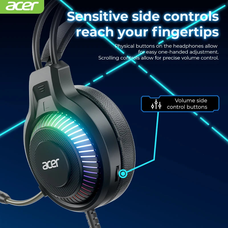 Auriculares Gaming com Fio RGB e Microfone – Headset Gaming com Som Surround de Baixa Latência, Iluminação RGB Elegante, Isolamento de Ruído e Ajuste Confortável