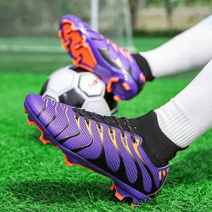 Men Soccer Shoes Sport FG/TF Outdoor Football Boots Training Boys Match Non Slip Long Spikes Cleats Indoor Futsal Comfortable