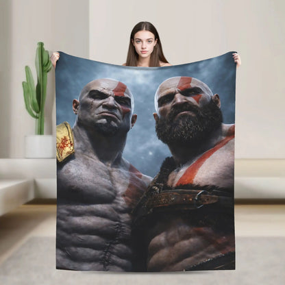 Super Soft Blanket Travel Office God of War Game Gamers Kratos Throw Blanket  Flannel Bedspread For Outdoor Sofa Bed Cover