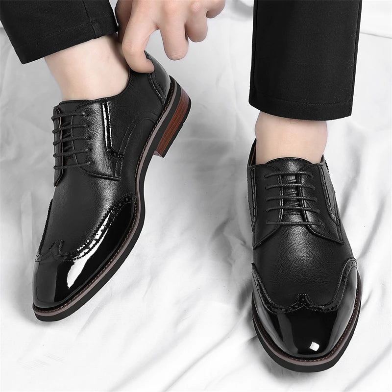 Scarpe Oxford da uomo in similpelle - Scarpe casual-formali - Scarpe da uomo per completo da lavoro - Scarpe Derby di nuova concezione - Scarpe da passeggio