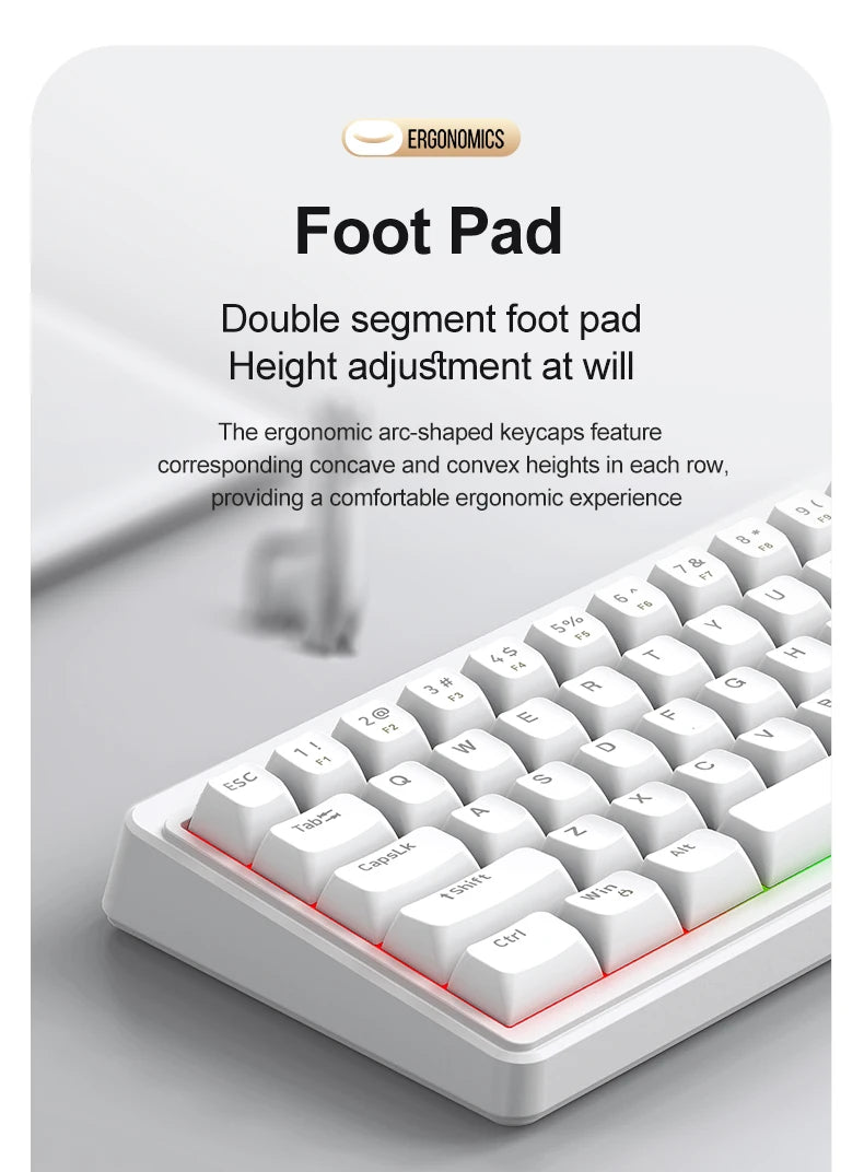 FREEWOLF M68SE Teclado con tacto mecánico de 68 teclas, mini teclado compacto con cable y silencioso para portátiles, gaming y uso de oficina