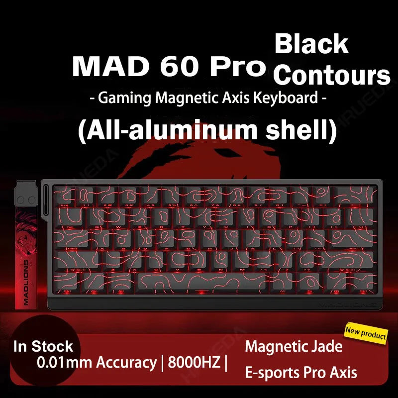 MADLIONS Mad 60he Mad60HE Mad 68HE mechanische Tastatur mit Magnetschaltern, kabelgebunden, Hot-Swap, 8K-Polling-Rate, personalisierte Gaming-Tastatur