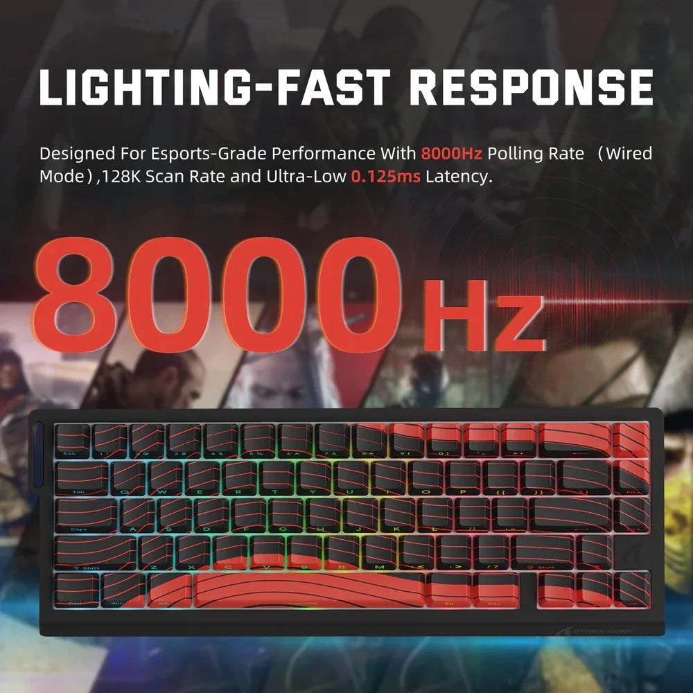 ATTACK SHARK X68PRO HE Tastiera gaming wireless Rapid Trigger con attuazione regolabile, hot-swap, retroilluminazione RGB, BT/2.4GHz/cablata